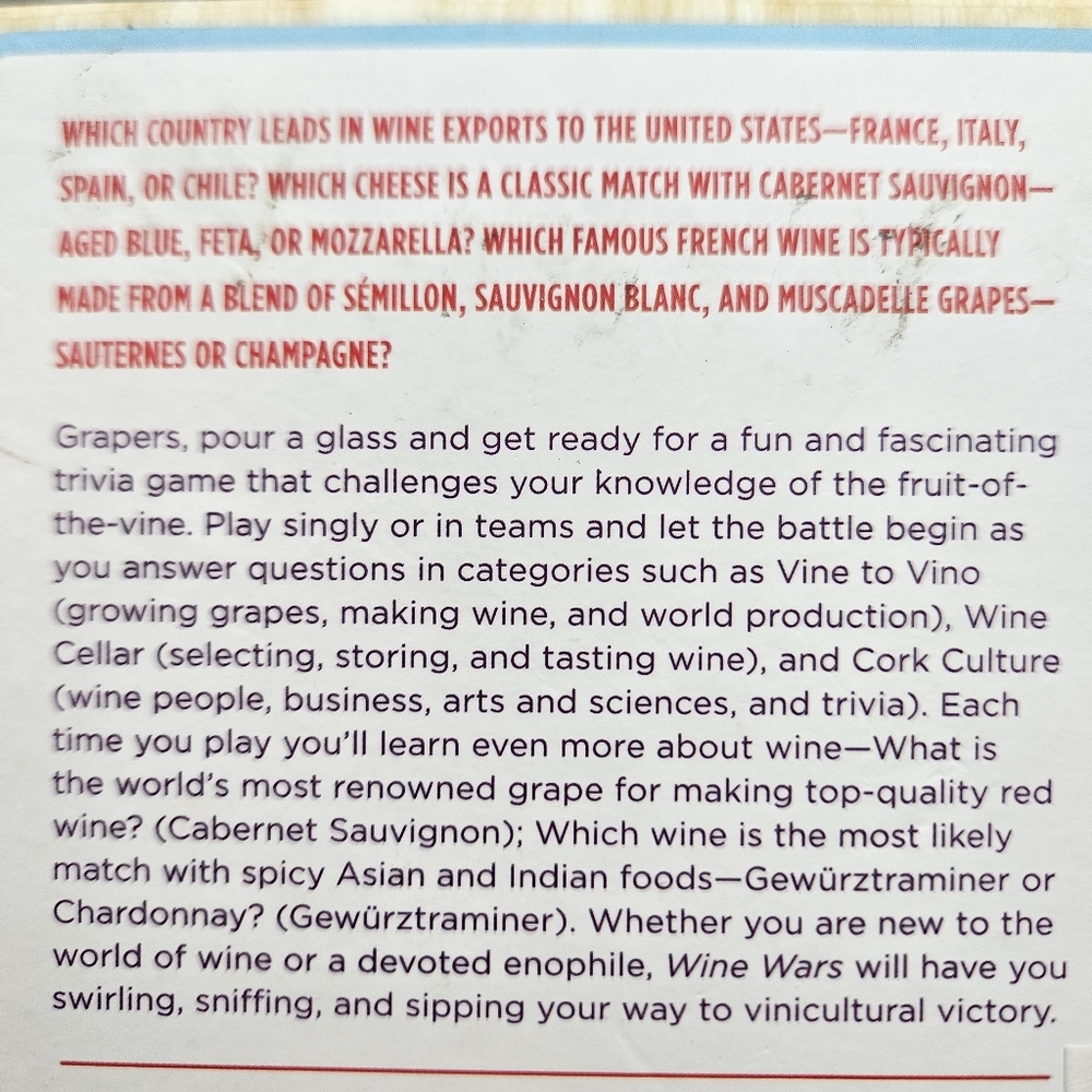Wine Wars Trivia Game Card Game - Picture 14 of 16